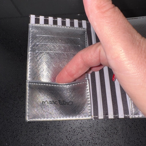 Marc Tetro Metallic Silver Passport Holder with Black Cat Motif - Picture 8 of 8